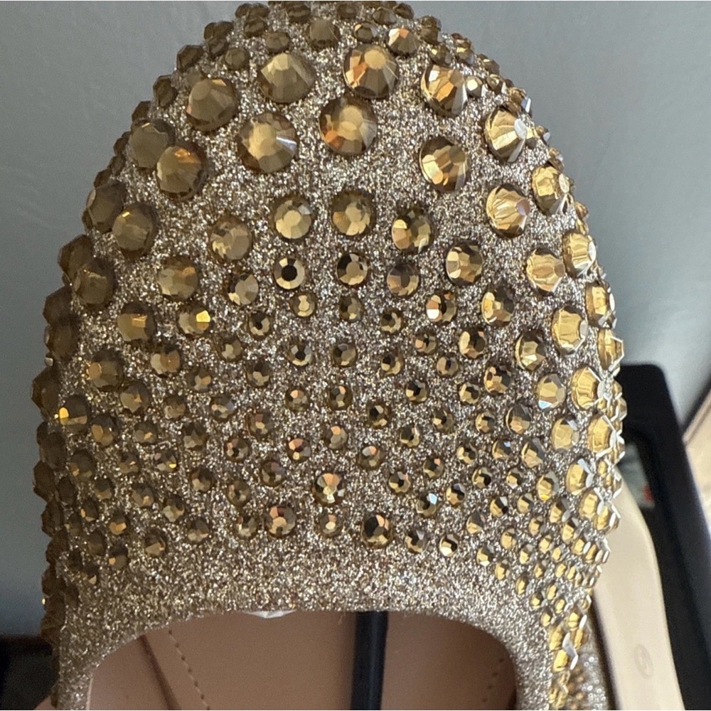 Lauren Lorraine Brea Nude Gold Ballet Embellished Glitter Flats Size 7 NIB​ - Picture 3 of 7